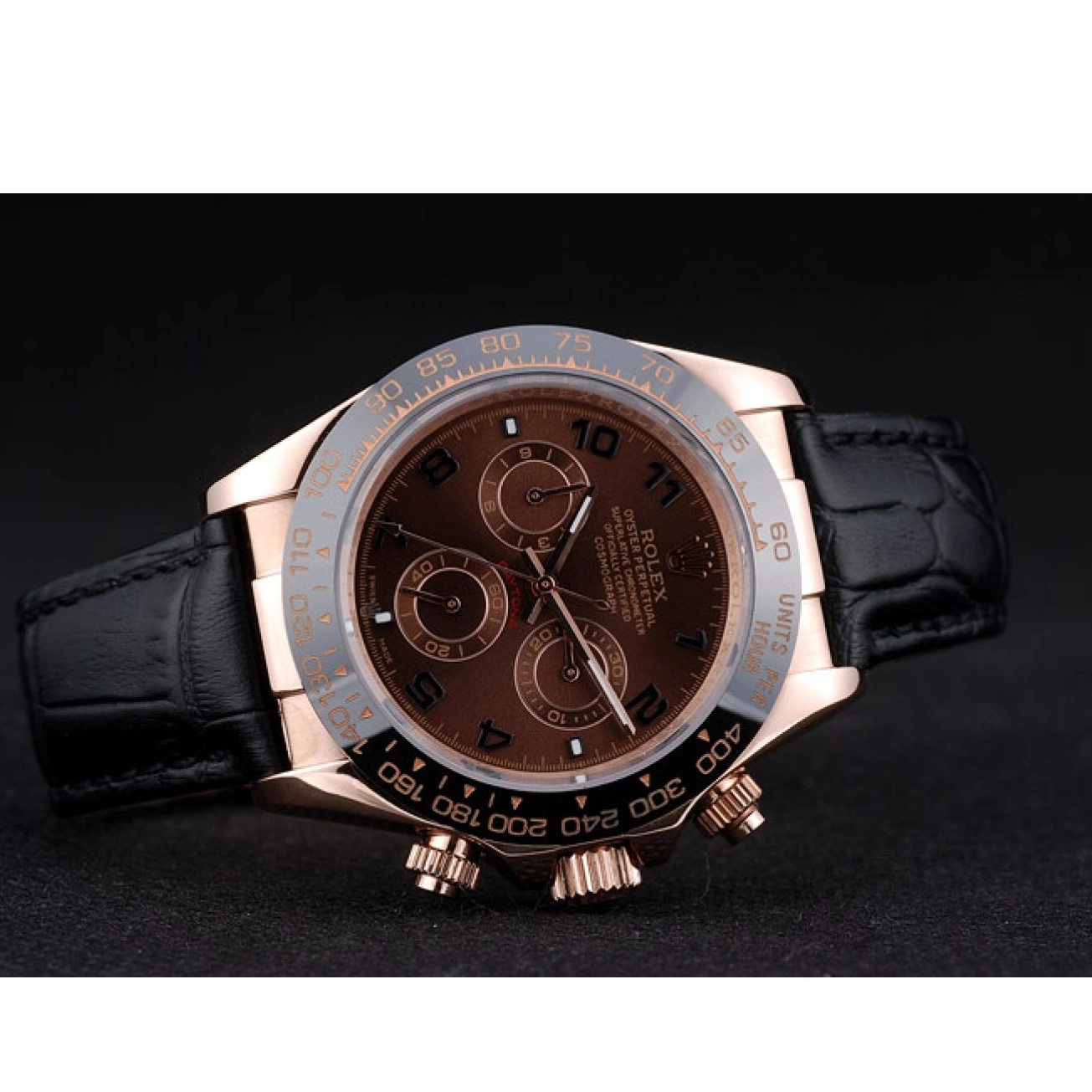 AAA Replica Watches Leather 41975 Bezel Black Daytona Rolex Black Strap Brown Ceramic Dial 0616